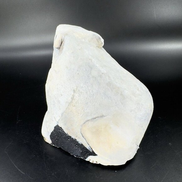 Hand Painted Folk Art Stone Paperweight Figurine Polar Bear Heavy Signed Lejman - Picture 14 of 15